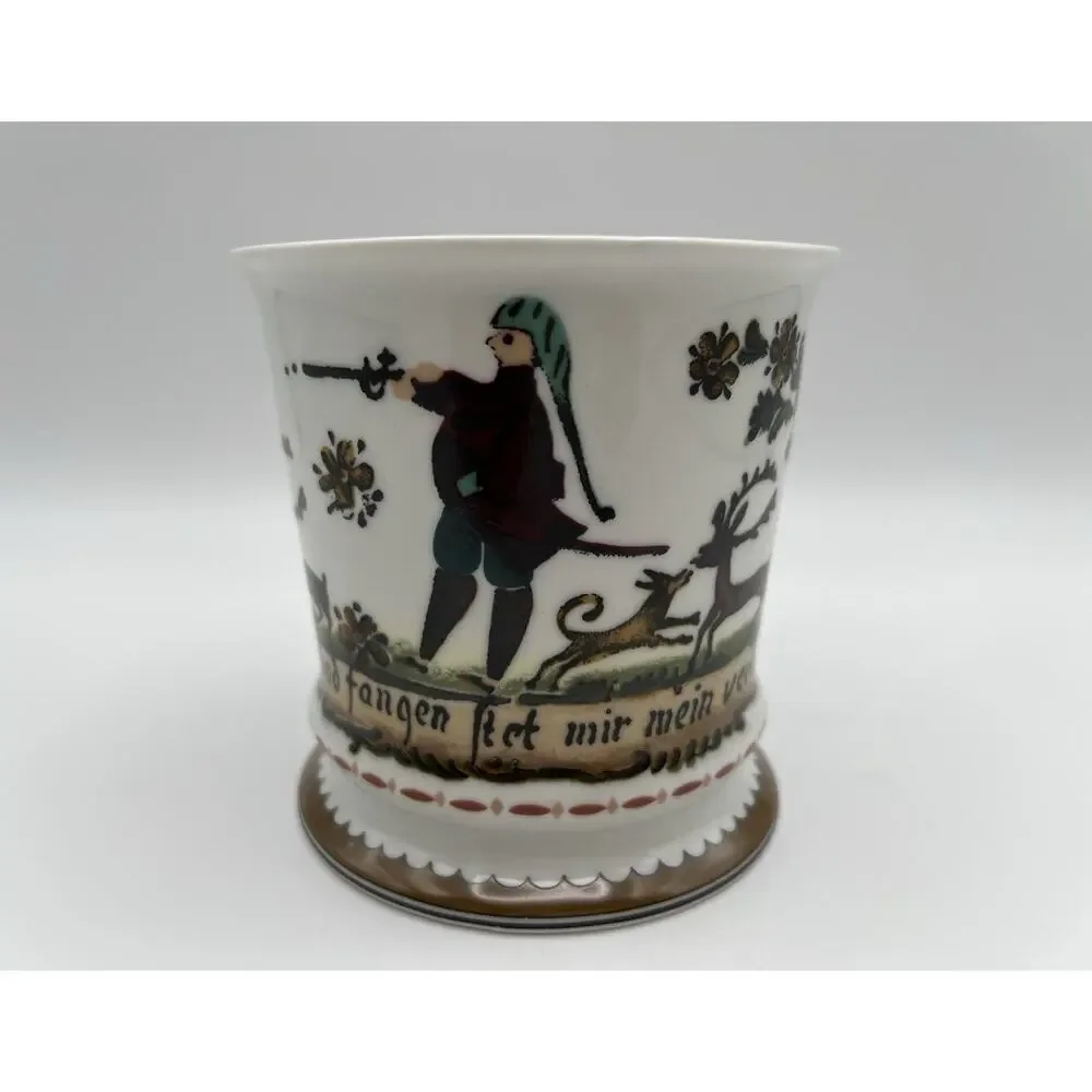 Vintage Kurt Hammer Folk Art XL 14oz Shaving Mug with Hunting Scene West Germany